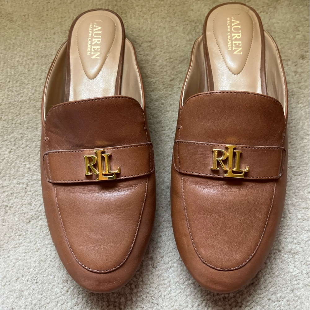 Lauren Ralph Lauren Ali Napa tan leather mule